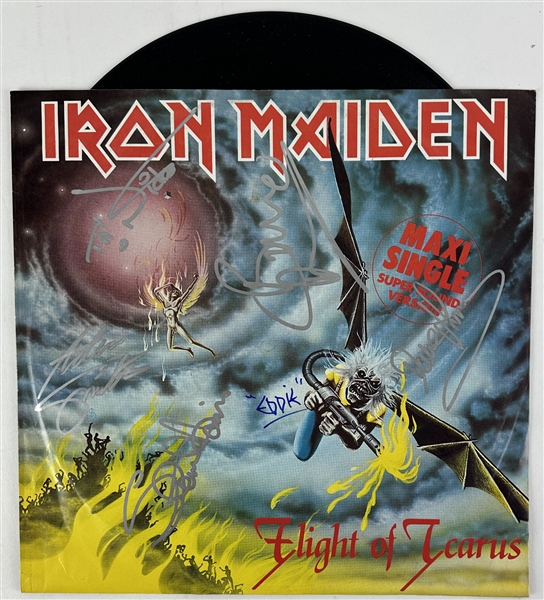 Iron Maiden Rare & Desirable Group Signed "Flight of Icarus" 12-Inch Album Maxi-Single (JSA LOA)