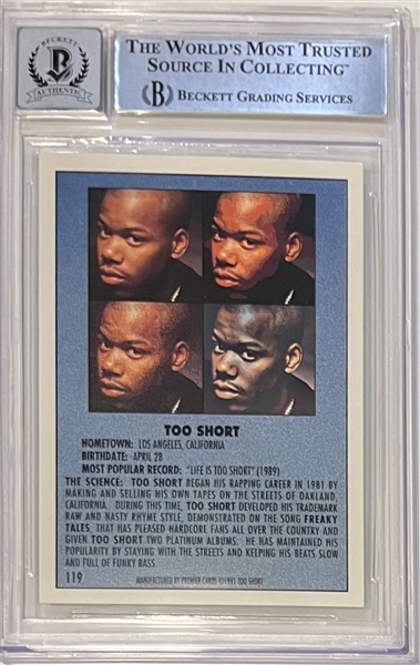 Too Short ULTRA Rare Signed 1991 Rap Packs Rookie Card with RARE Todd Shaw Legal Name Autograph! (Beckett/BAS GEM MINT 10 Auto)