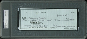 Madonna Ultra-Rare Handwritten & TWICE Signed Bank Check from 1984 - PSA/DNA Graded GEM MINT 10!