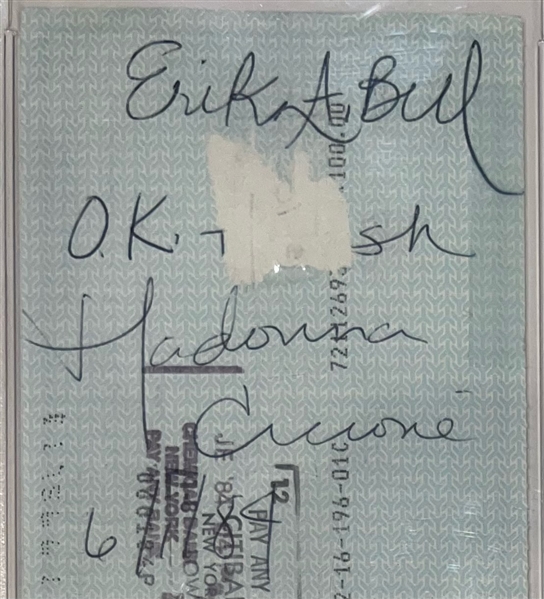 Madonna Ultra-Rare Handwritten & TWICE Signed Bank Check from 1984 - PSA/DNA Graded GEM MINT 10!