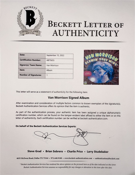 Van Morrison Signed Blowin’ Your Mind Album (Beckett/BAS Authentication