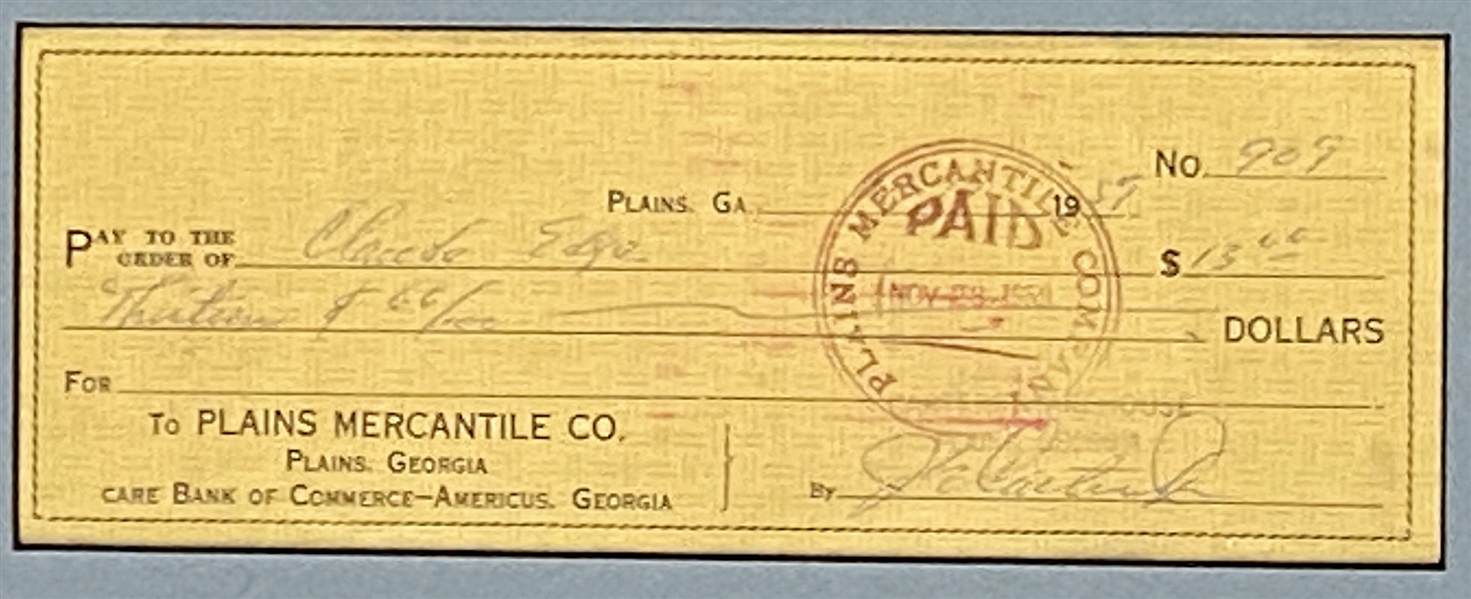 Jimmy Carter Signed Check Framed (JSA LOA) 