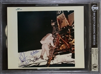 Apollo 11 ULTRA RARE Crew Signed Nasa 8" x 10" Color Photo of Moon Landing! (Beckett/BAS Encapsulated)