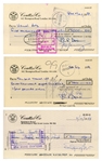 Queen Group Signed Set of (3) Coutt & Co London Cheques (5 Sigs) (Tracks COA) 