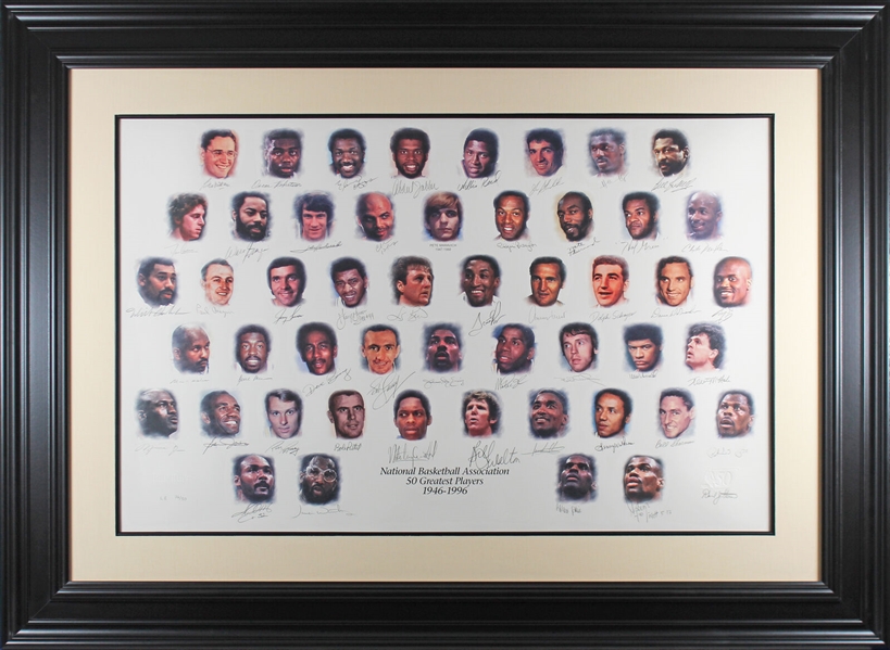 NBA 50 Greatest Players Signed Limited-Edition Lithograph - ULTRA-RARE Legends Edition /50! (JSA & David Stern/NBA)