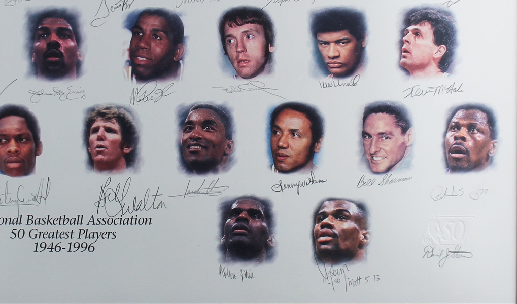 NBA 50 Greatest Players Signed Limited-Edition Lithograph - ULTRA-RARE Legends Edition /50! (JSA & David Stern/NBA)