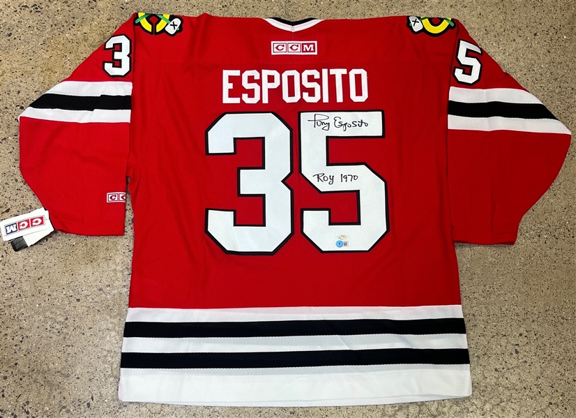 Tony Esposito Signed & Inscribed Chicago Blackhawks Jersey (Beckett/BAS)