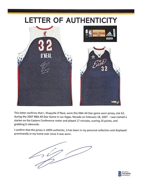 Shaquille O'Neal Game Worn & Photo-Matched Jersey from 2007 NBA All-Star Game (Shaq , Sports Investors (SIA) & Beckett/BAS LOAs)