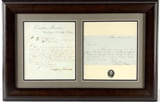 Presidents Andrew Johnson & Millard Fillmore: Signed Letters in Custom Framed Display (Third Party Guaranteed)