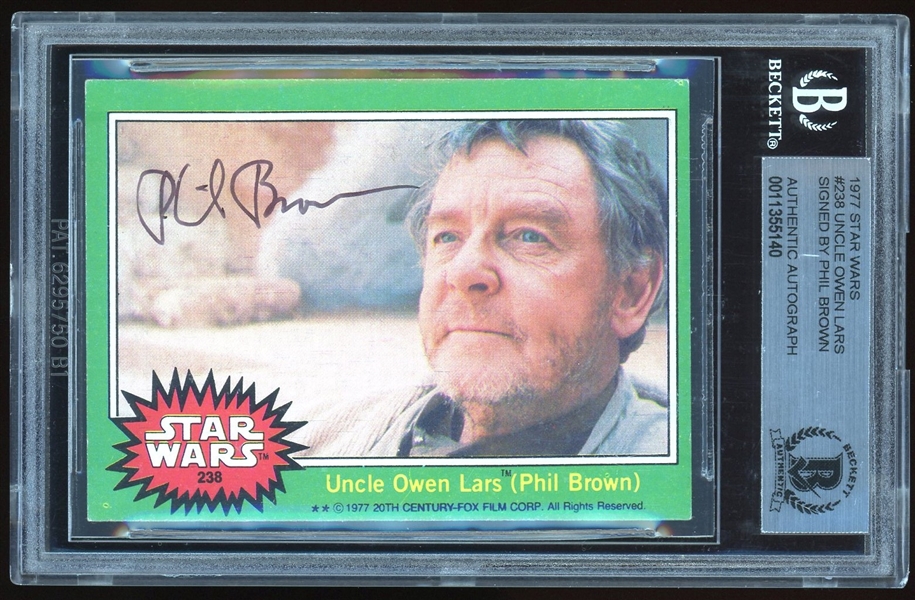 Star Wars: Phil Brown Signed 1977 Star Wars Trading Card #238 (Beckett/BAS Encapsulated)