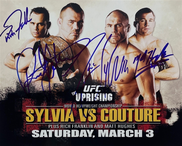 UFC Uprising: Sylvia, Couture, Franklin, & Hughes Signed 8" x 10" Promo Photo (4 sigs) (Third Party Guaranteed)