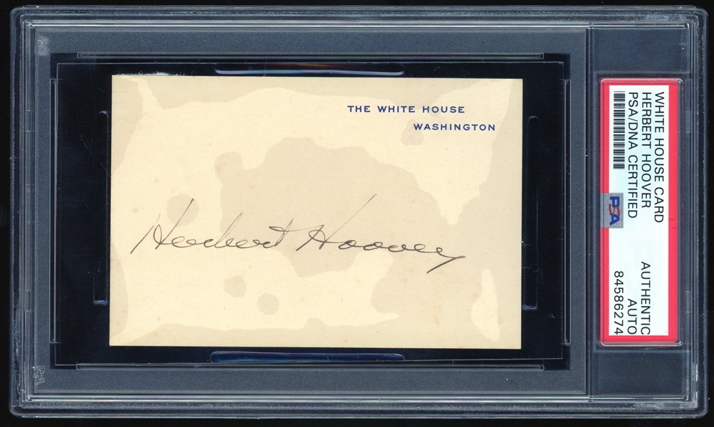 President Herbert Hoover Signed Official White House Card (PSA/DNA Encapsulated)