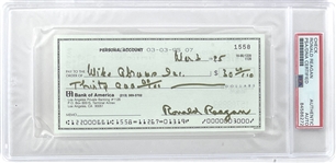 Ronald Reagan Scarce Signed Bank Check (Post Alzheimers Announcement) - One of His Last Checks (PSA/DNA Encapsulated)