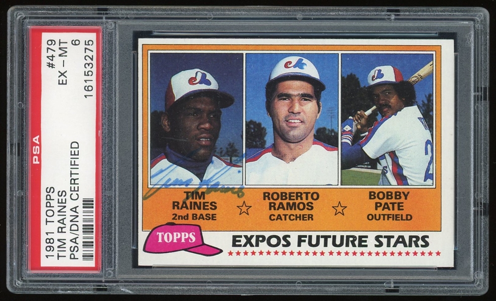 Tim Raines Signed 1981 Topps #479 RC (PSA/DNA Encapsulated)
