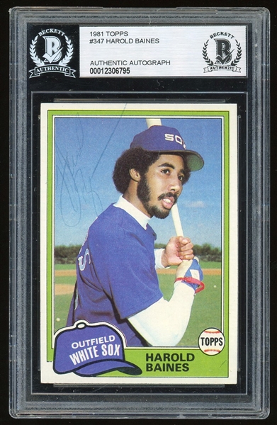 Harold Baines Signed 1981 Topps #347 Rookie RC (Beckett/BAS Encapsulated)