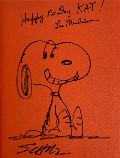 Charles M. Schulz Signed "Snoopy" Sketch inside the Book "Charlie Brown & Charlie Schulz" Also Signed by the author Mendelson!  (Beckett/BAS)