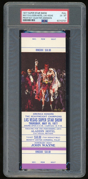 Muhammad Ali 1977 Las Vegas Super Star Show Full Ticket Proof (PSA/DNA Encapsulated)