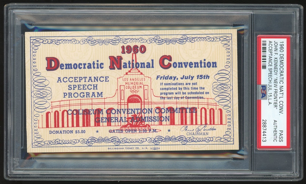 Kennedy 1960 Democratic National Convention Ticket (PSA/DNA)
