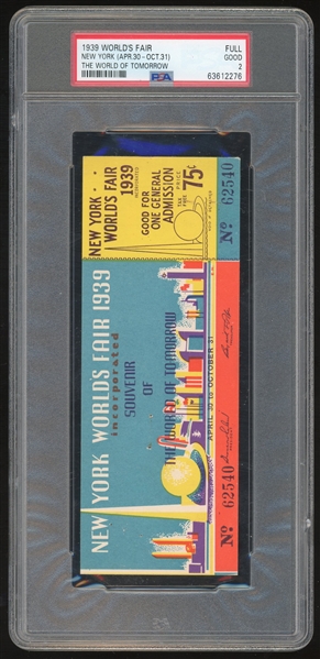 1939 New York Worlds Fair Full Ticket (PSA/DNA)