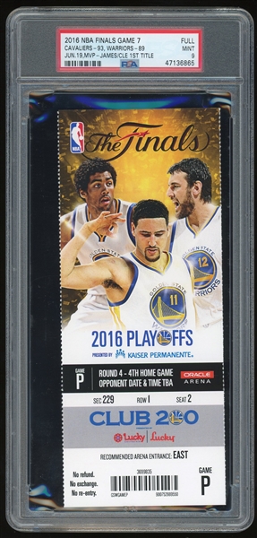 2016 NBA Finals Game 7 Cleveland Cavaliers vs Golden State Full Ticket - LeBrons 3rd Championship & Clevelands 1st! (PSA Mint 9)