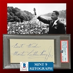 Martin Luther King Jr. Superb Signed 3" x 5" Index Card :: PSA/DNA Graded MINT 9 & Beckett/BAS MINT 9 Autograph Grades!