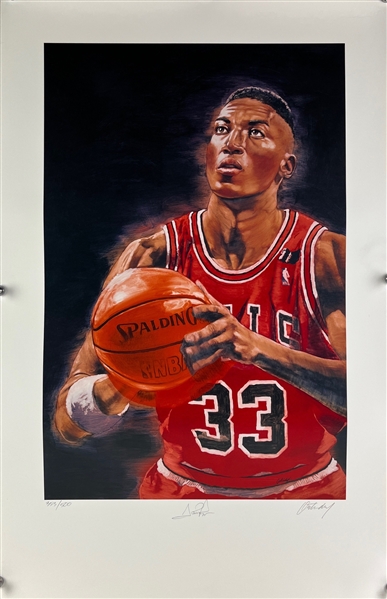 Scottie Pippen Lot of Ten (10) Signed 22" x 34" Lithographs (Limited Edition)(Third Party Guaranteed)