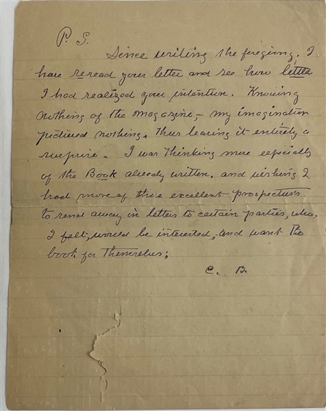 Clara Barton Red Cross Founder Handwritten & Signed Two-Page Letter (Beckett/BAS)