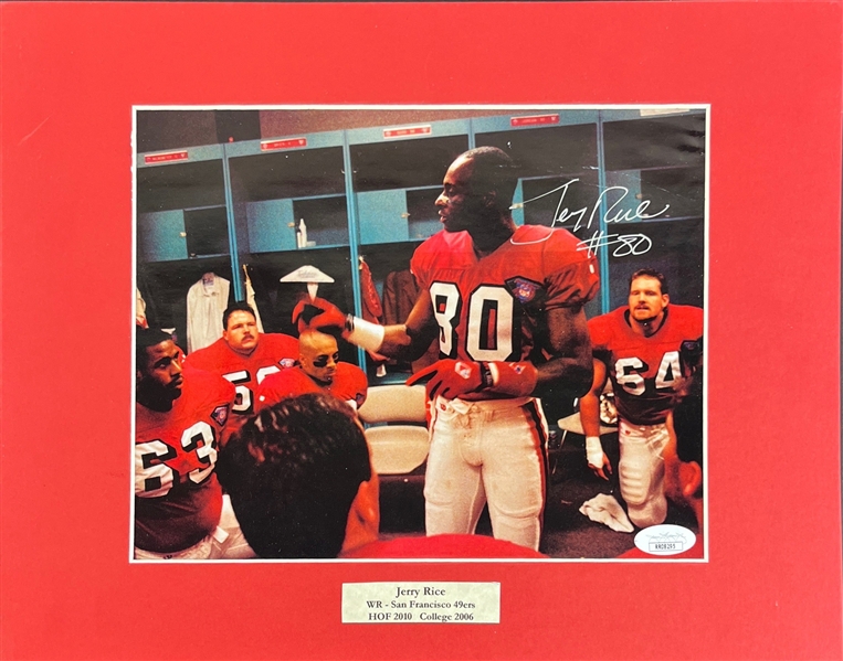 Jerry Rice Signed Photo in 11" x 14" Matting (JSA)
