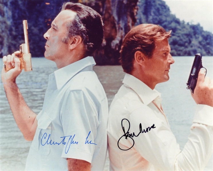 Man with the Golden Gun: Christopher Lee & Roger Moore Signed 8" x 10" Photo (JSA LOA)