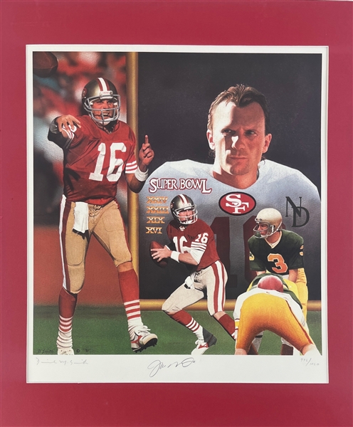 Joe Montana Signed & Matted Limited Edition 49ers Lithograph (Third Party Guaranteed)