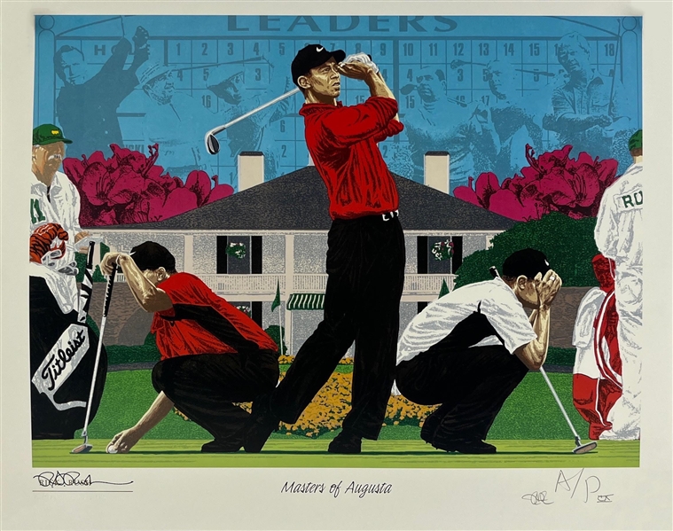 Rick Rush Signed Lot of Five (5) Artist Proof 23" x 31" Tiger Woods Lithographs 