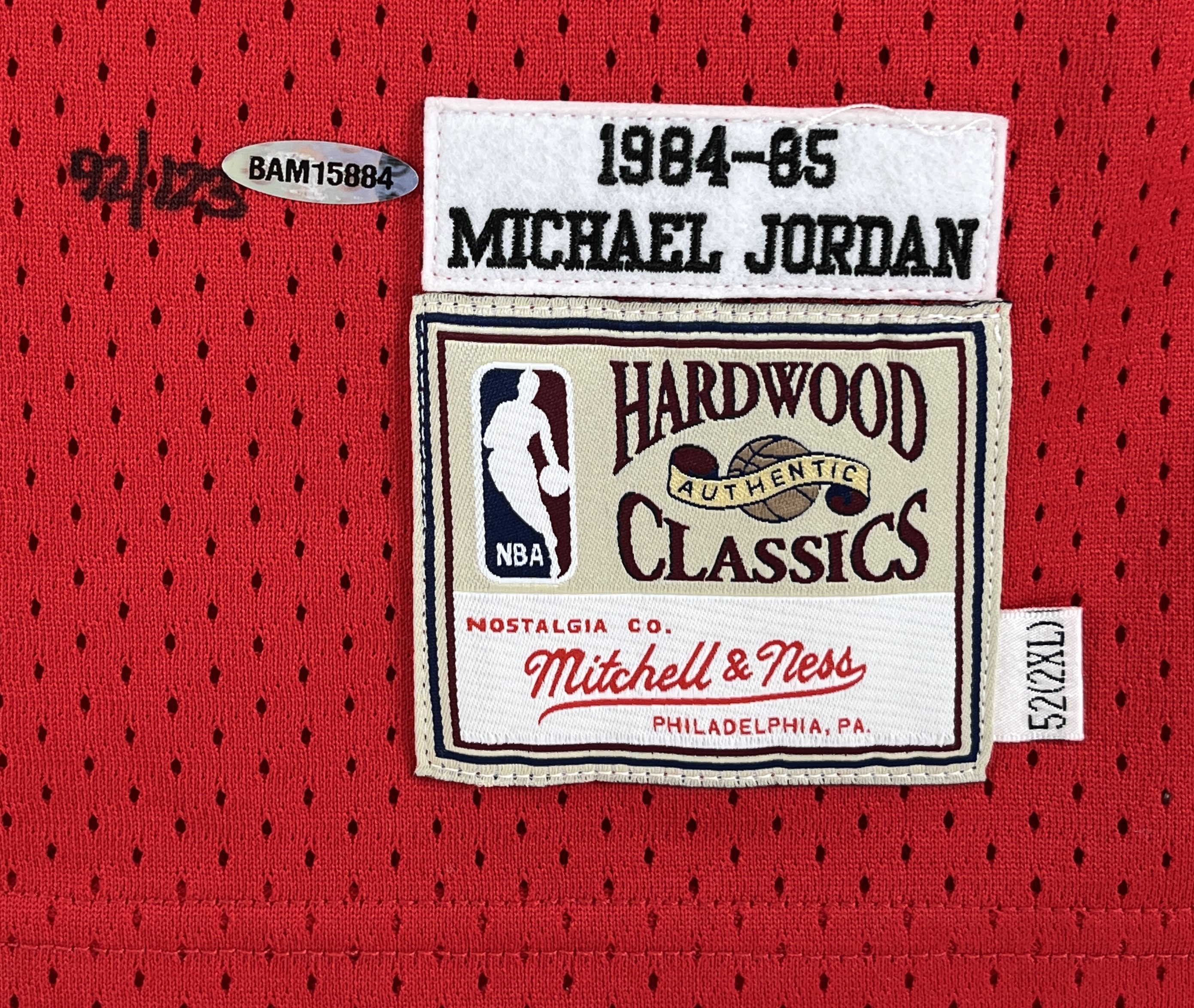 Michael Jordan “Air of Greatness” Autographed 1984-85 Chicago Bulls Red  Rookie and 1997-98 Away Bulls Authentic Mitchell & Ness Jersey Framed