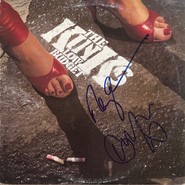 The Kinks: Ray & Dave Davies Signed Low Budget Album Cover w/ Vinyl (Epperson LOA)