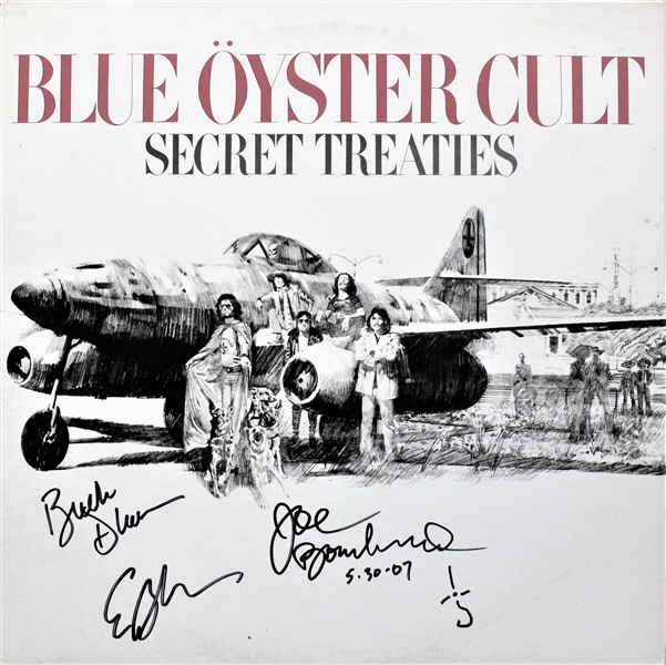 Blue Oyster Cult: Group Signed Secret Treaties Album Cover w/ Vinyl (ACOA)