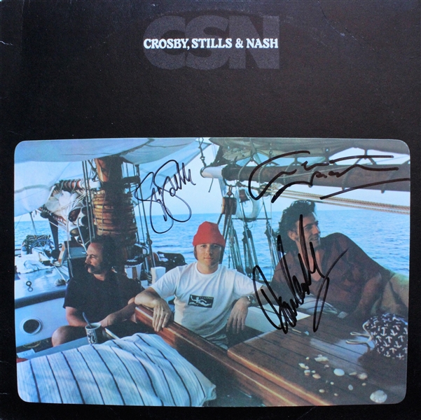 Crosby Stills & Nash Signed Self Titled Album Cover w/ Vinyl (ACOA)