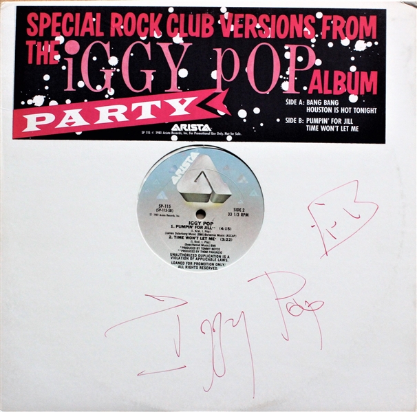 Iggy Pop (The Stooges) Signed 12" Vinyl Single (ACOA)