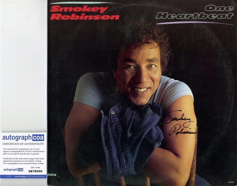 Smokey Robinson Signed One Heartbeat Album Cover w/ Vinyl (ACOA)