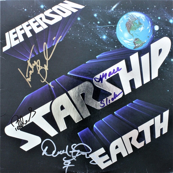 Jefferson Starship: Group Signed "Earth" Album Cover w/ Grace Slick & More! (Third Party Guaranteed)