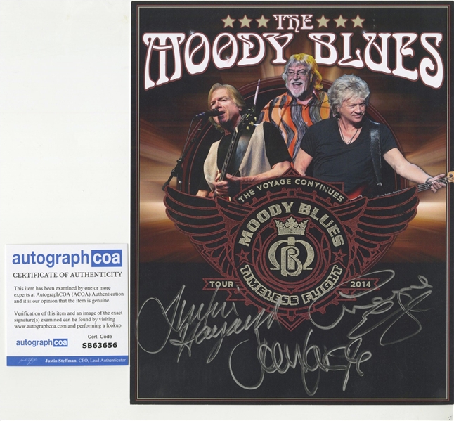 Moody Blues Concert Lot w/ Group Signed 8" x 10" Tour Photo and CD w/ Misc. Memorabilia (ACOA)