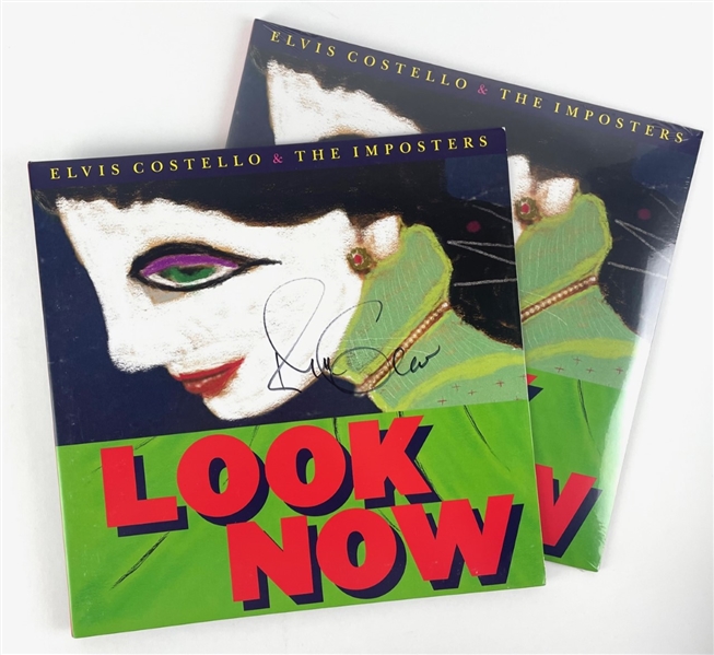 Elvis Costello Signed "Look Now" LP Cover w/ Unopened Album (Beckett/BAS)