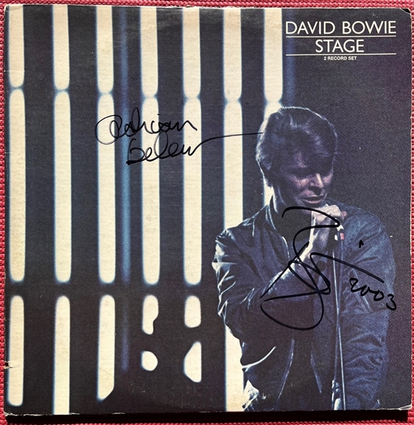 David Bowie & Andrian Belew Dual-Signed “Stage” Record Album (Andy Peters Bowie Expert) 
