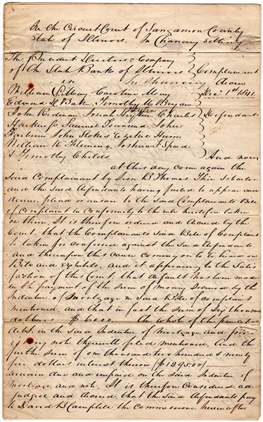 Abraham Lincoln & Stephen Douglas Dual-Signed Legal Archive 34 Pages! 1838 Early Prelude To Debates (Third Party Guaranteed)