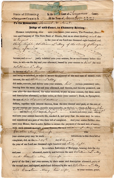 Abraham Lincoln & Stephen Douglas Dual-Signed Legal Archive 34 Pages! 1838 Early Prelude To Debates (Third Party Guaranteed)