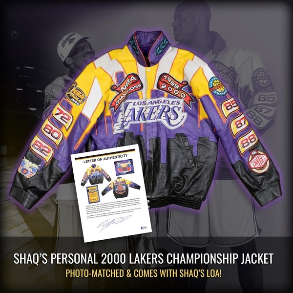 Shaquille O'Neal Personally Owned & Worn 1999-2000 LA Lakers Championship Leather Jacket - PHOTO MATCHED & Letter from Shaq (Sports Investors & Beckett/BAS)