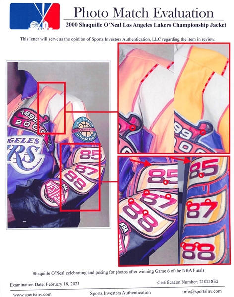 Shaquille O'Neal Personally Owned & Worn 1999-2000 LA Lakers Championship Leather Jacket - PHOTO MATCHED & Letter from Shaq (Sports Investors & Beckett/BAS)