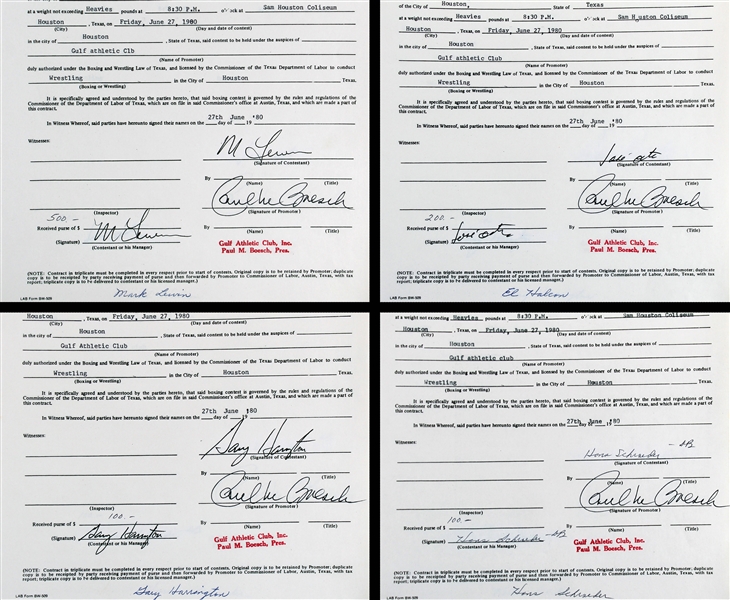 Wrestling All-Stars Signed 1980s Contracts with RARE Andre The Giant Contract - Andre Signs His Legal Name! (Beckett/BAS LOA)