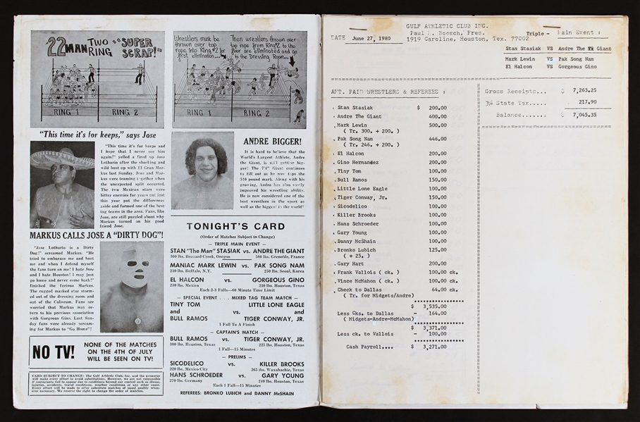 Wrestling All-Stars Signed 1980s Contracts with RARE Andre The Giant Contract - Andre Signs His Legal Name! (Beckett/BAS LOA)