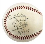 Ty Cobb Impressive Single Signed & Inscribed OAL Baseball (JSA LOA)