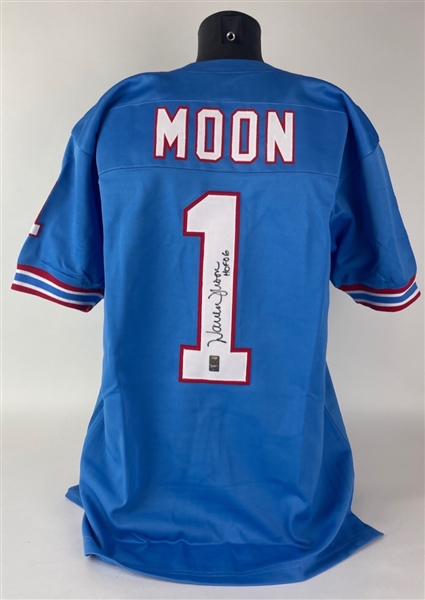 Warren Moon Signed & Inscribed Unmarked Oilers Jersey (Warren Moon Holo/Third Party Guaranteed)