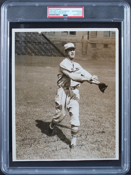 Grover Cleveland Alexander Extraordinary Signed 8" x 10" Photograph - The Finest Weve Encountered (PSA/DNA Encapsulated & JSA LOA)